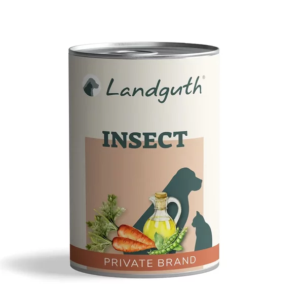 Landguth Hundefutterdose mit Insektenprotein, Karotten, Erbsen und Öl, Private Brand.